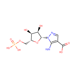 Nc1c(C(=O)O)cnn1[C@@H]1O[C@H](COP(=O)(O)O)[C@@H](O)[C@H]1O ZINC000040406410