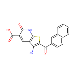 Nc1c(C(=O)c2ccc3ccccc3c2)sc2[nH]c(=O)c(C(=O)O)cc12 ZINC000028902865