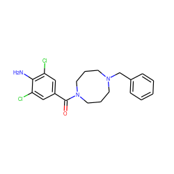 Nc1c(Cl)cc(C(=O)N2CCCN(Cc3ccccc3)CCC2)cc1Cl ZINC000036286476