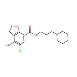 Nc1c(Cl)cc(C(=O)NCCCN2CCCCC2)c2c1CCO2 ZINC000001893445