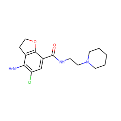 Nc1c(Cl)cc(C(=O)NCCN2CCCCC2)c2c1CCO2 ZINC000000021662