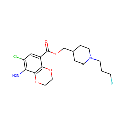 Nc1c(Cl)cc(C(=O)OCC2CCN(CCCF)CC2)c2c1OCCO2 ZINC000103255764