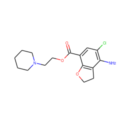 Nc1c(Cl)cc(C(=O)OCCN2CCCCC2)c2c1CCO2 ZINC000000021661