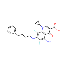 Nc1c(F)c(NCCCCc2ccccc2)c(F)c2c1c(=O)c(C(=O)O)cn2C1CC1 ZINC000072126900