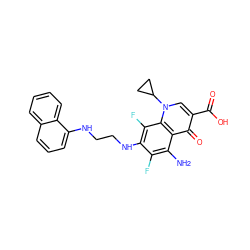 Nc1c(F)c(NCCNc2cccc3ccccc23)c(F)c2c1c(=O)c(C(=O)O)cn2C1CC1 ZINC000072126967