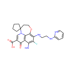 Nc1c(F)c(NCCNc2ccccn2)c2c3c1c(=O)c(C(=O)O)cn3C1(CCCC1)CCO2 ZINC000059223659