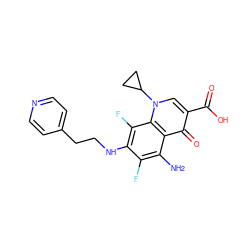 Nc1c(F)c(NCCc2ccncc2)c(F)c2c1c(=O)c(C(=O)O)cn2C1CC1 ZINC000072126968