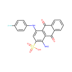 Nc1c(S(=O)(=O)O)cc(Nc2ccc(F)cc2)c2c1C(=O)c1ccccc1C2=O ZINC000045392019