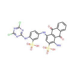 Nc1c(S(=O)(=O)O)cc(Nc2ccc(Nc3nc(Cl)nc(Cl)n3)c(S(=O)(=O)O)c2)c2c1C(=O)c1ccccc1C2=O ZINC000027328433