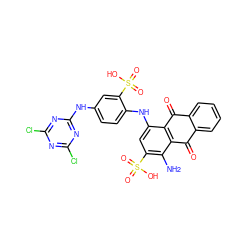 Nc1c(S(=O)(=O)O)cc(Nc2ccc(Nc3nc(Cl)nc(Cl)n3)cc2S(=O)(=O)O)c2c1C(=O)c1ccccc1C2=O ZINC000027406554