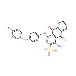 Nc1c(S(=O)(=O)O)cc(Nc2ccc(Oc3ccc(Br)cc3)cc2)c2c1C(=O)c1ccccc1C2=O ZINC001772574063