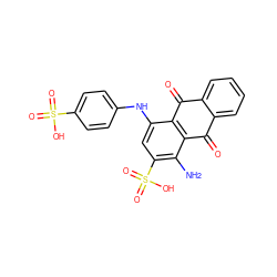 Nc1c(S(=O)(=O)O)cc(Nc2ccc(S(=O)(=O)O)cc2)c2c1C(=O)c1ccccc1C2=O ZINC000040972431