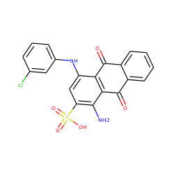 Nc1c(S(=O)(=O)O)cc(Nc2cccc(Cl)c2)c2c1C(=O)c1ccccc1C2=O ZINC000029130781