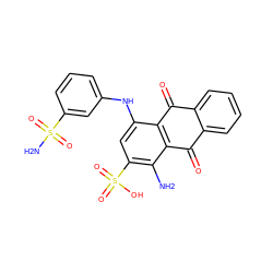 Nc1c(S(=O)(=O)O)cc(Nc2cccc(S(N)(=O)=O)c2)c2c1C(=O)c1ccccc1C2=O ZINC000003954314