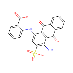 Nc1c(S(=O)(=O)O)cc(Nc2ccccc2C(=O)O)c2c1C(=O)c1ccccc1C2=O ZINC000040953702