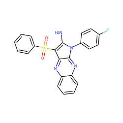 Nc1c(S(=O)(=O)c2ccccc2)c2nc3ccccc3nc2n1-c1ccc(F)cc1 ZINC000002295220