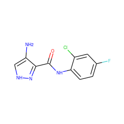 Nc1c[nH]nc1C(=O)Nc1ccc(F)cc1Cl ZINC000062810802