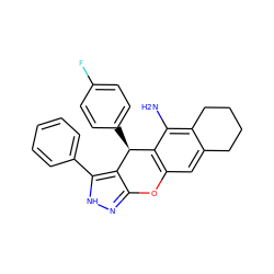 Nc1c2c(cc3c1[C@H](c1ccc(F)cc1)c1c(n[nH]c1-c1ccccc1)O3)CCCC2 ZINC001772590102