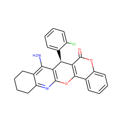 Nc1c2c(nc3c1[C@@H](c1ccccc1Cl)c1c(c4ccccc4oc1=O)O3)CCCC2 ZINC000096284174