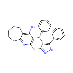 Nc1c2c(nc3c1[C@H](c1ccccc1)c1c(n[nH]c1-c1ccccc1)O3)CCCCC2 ZINC001772621101