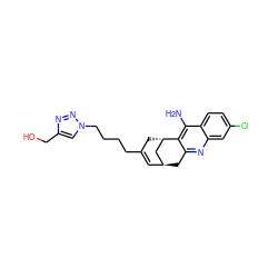 Nc1c2c(nc3cc(Cl)ccc13)C[C@H]1C=C(CCCCn3cc(CO)nn3)C[C@H]2C1 ZINC000145970567