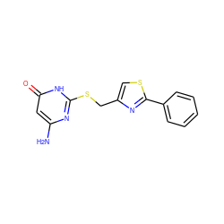 Nc1cc(=O)[nH]c(SCc2csc(-c3ccccc3)n2)n1 ZINC000018206531