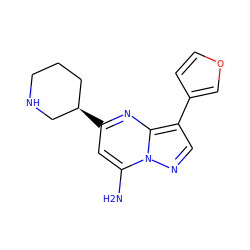 Nc1cc([C@@H]2CCCNC2)nc2c(-c3ccoc3)cnn12 ZINC000066099495