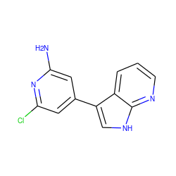 Nc1cc(-c2c[nH]c3ncccc23)cc(Cl)n1 ZINC000063539724