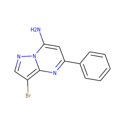 Nc1cc(-c2ccccc2)nc2c(Br)cnn12 ZINC000028959042