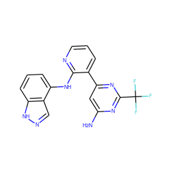 Nc1cc(-c2cccnc2Nc2cccc3[nH]ncc23)nc(C(F)(F)F)n1 ZINC000095553986