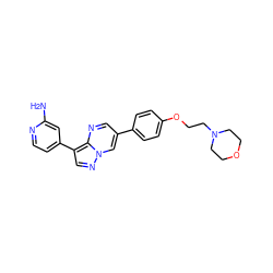 Nc1cc(-c2cnn3cc(-c4ccc(OCCN5CCOCC5)cc4)cnc23)ccn1 ZINC000064513686