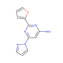 Nc1cc(-n2cccn2)nc(-c2ccco2)n1 ZINC000028966060