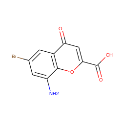 Nc1cc(Br)cc2c(=O)cc(C(=O)O)oc12 ZINC000096271917