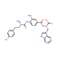 Nc1cc(C(=O)N[C@@H](Cc2c[nH]c3ccccc23)C(=O)O)ccc1NC(=O)[C@@H](N)CCc1ccc(O)cc1 ZINC000299863912