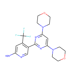 Nc1cc(C(F)(F)F)c(-c2nc(N3CCOCC3)cc(N3CCOCC3)n2)cn1 ZINC000043197664