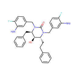 Nc1cc(CN2C(=O)N(Cc3ccc(F)c(N)c3)[C@H](Cc3ccccc3)[C@H](O)[C@H]2CCc2ccccc2)ccc1F ZINC000014943294