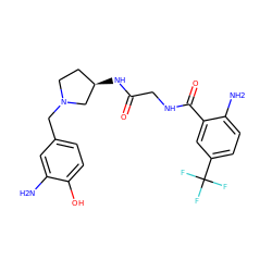 Nc1cc(CN2CC[C@@H](NC(=O)CNC(=O)c3cc(C(F)(F)F)ccc3N)C2)ccc1O ZINC000029125646