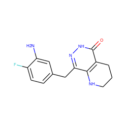 Nc1cc(Cc2n[nH]c(=O)c3c2NCCC3)ccc1F ZINC000084690097