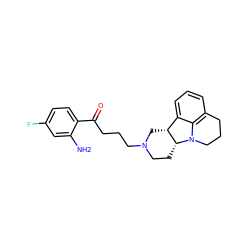 Nc1cc(F)ccc1C(=O)CCCN1CC[C@@H]2[C@H](C1)c1cccc3c1N2CCC3 ZINC000013488015