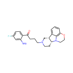 Nc1cc(F)ccc1C(=O)CCCN1CC[C@@H]2[C@H](C1)c1cccc3c1N2CCO3 ZINC000013488023