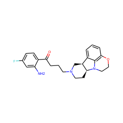 Nc1cc(F)ccc1C(=O)CCCN1CC[C@H]2[C@@H](C1)c1cccc3c1N2CCO3 ZINC000001493719