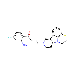 Nc1cc(F)ccc1C(=O)CCCN1CC[C@H]2[C@@H](C1)c1cccc3c1N2CCS3 ZINC000013488011