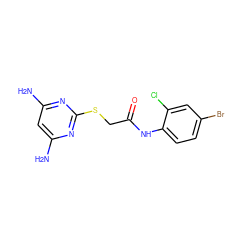 Nc1cc(N)nc(SCC(=O)Nc2ccc(Br)cc2Cl)n1 ZINC000001129307