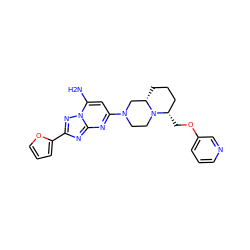 Nc1cc(N2CCN3[C@@H](CCC[C@@H]3COc3cccnc3)C2)nc2nc(-c3ccco3)nn12 ZINC000013585846