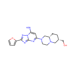 Nc1cc(N2CCN3C[C@@H](CO)CC[C@H]3C2)nc2nc(-c3ccco3)nn12 ZINC000013585773