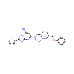 Nc1cc(N2CCN3C[C@@H](COc4ccccc4)CC[C@H]3C2)nc2nc(-c3ccco3)nn12 ZINC000013585803