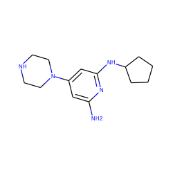 Nc1cc(N2CCNCC2)cc(NC2CCCC2)n1 ZINC000299839676