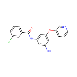 Nc1cc(NC(=O)c2cccc(Cl)c2)cc(Oc2cccnc2)c1 ZINC000000322678