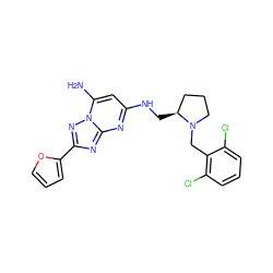 Nc1cc(NC[C@H]2CCCN2Cc2c(Cl)cccc2Cl)nc2nc(-c3ccco3)nn12 ZINC000028383667