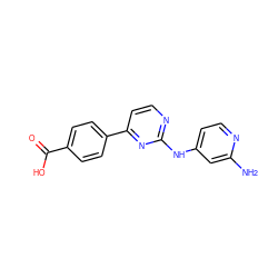 Nc1cc(Nc2nccc(-c3ccc(C(=O)O)cc3)n2)ccn1 ZINC000029126441